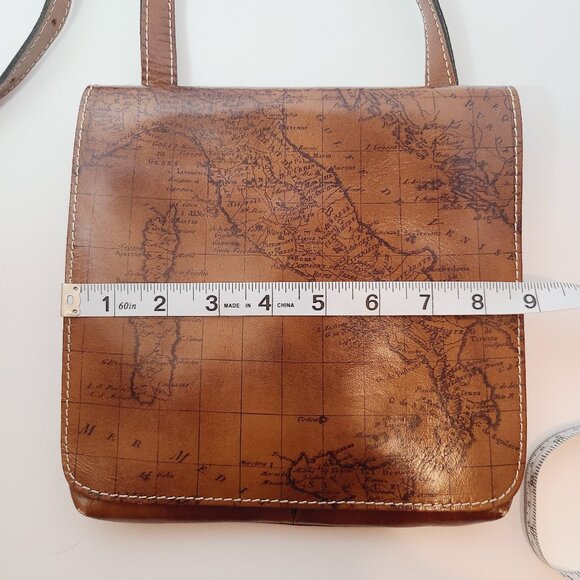 Patricia Nash Leather Crossbody – Vintage Map Print in Riot Rust - Picture 13 of 15